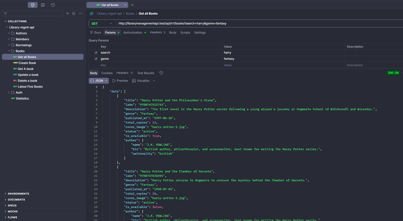 Library Management API project